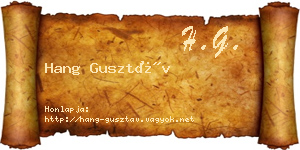 Hang Gusztáv névjegykártya